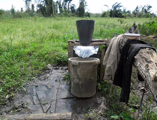 Pastor Binar's improvised water filter