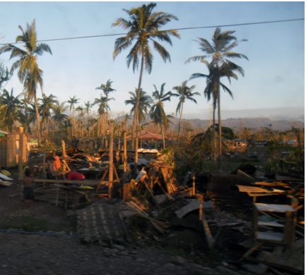 A devastated landscape. Dozens of houses destroyed.